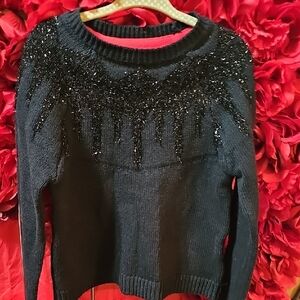 Christian Siriano NWT Girls Black Shimmer Sweater Size 5-6